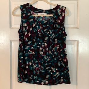 Jones Studio Tank Top Medium Green/Burgundy/Black